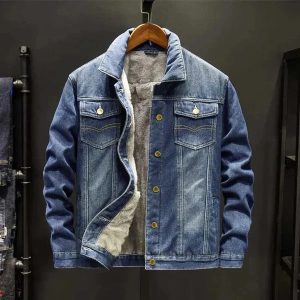 Marlowe | Veste Homme Denim Classique Relaxed Fit avec Doublure Sherpa & Fermeture Boutons