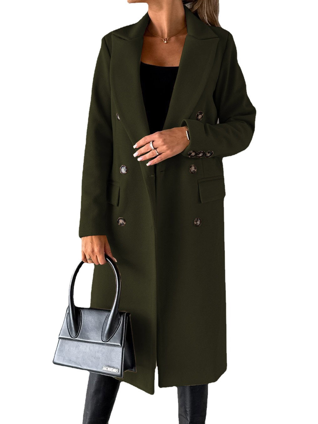 Blanquerose | Manteau long double-breasted à col tailleur pour femme