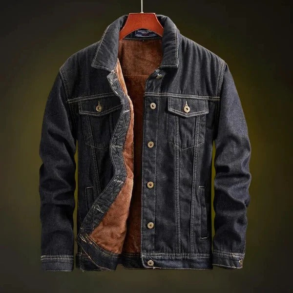 Marlowe | Veste Homme Denim Classique Relaxed Fit avec Doublure Sherpa & Fermeture Boutons
