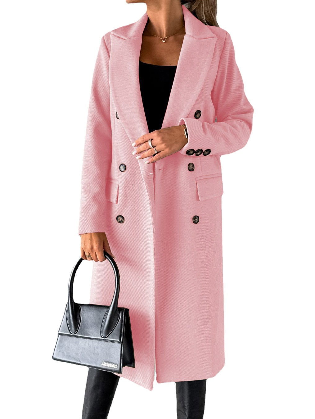 Blanquerose | Manteau long double-breasted à col tailleur pour femme
