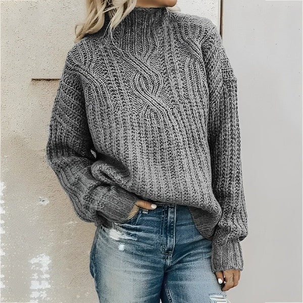 Delphirine | Pull femme en maille épaisse à col montant