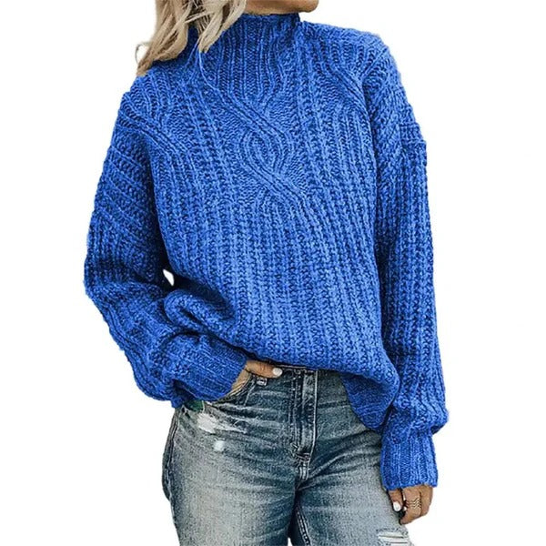 Delphirine | Pull femme en maille épaisse à col montant