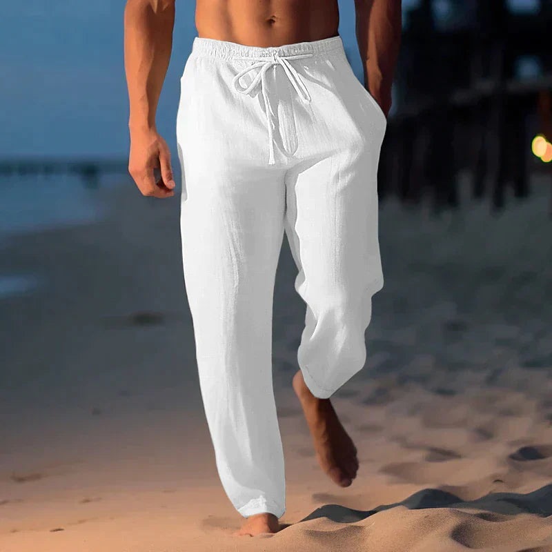 Maikel | Pantalon Décontracté en Lin pour Hommes avec Taille Élastique et Coupe Ample Parfaite pour l'Été