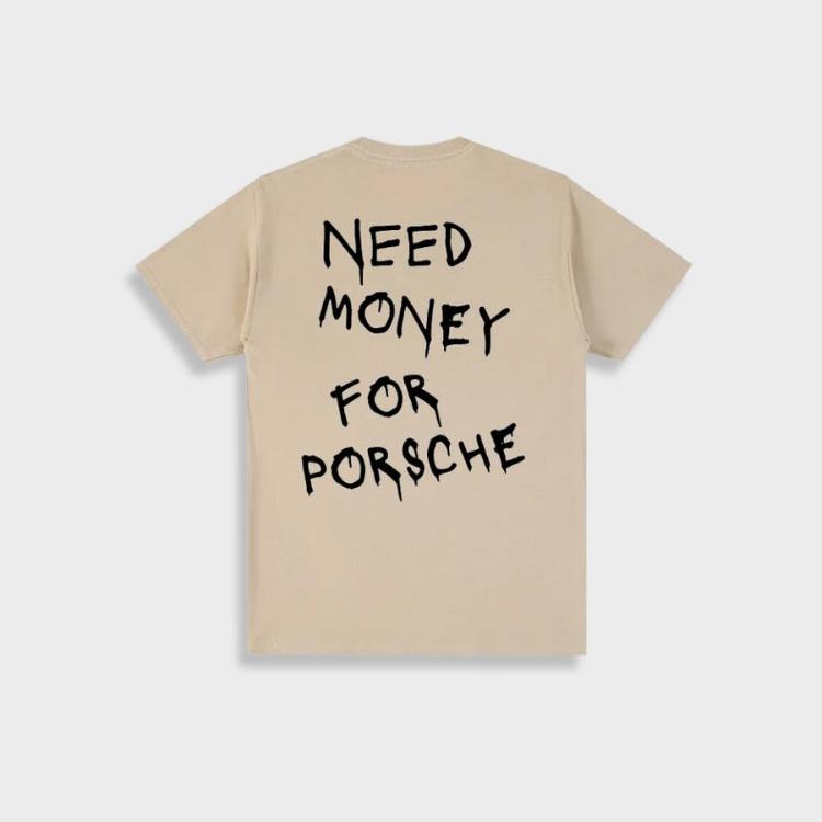 Ishmael | T-shirt Homme Oversize Coton Style Vintage avec Imprimé "Need Money for Porsche"