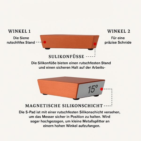 SharpRoll™ | Rollender Messerschärfer mit Diamantschleifscheiben und Massivholz