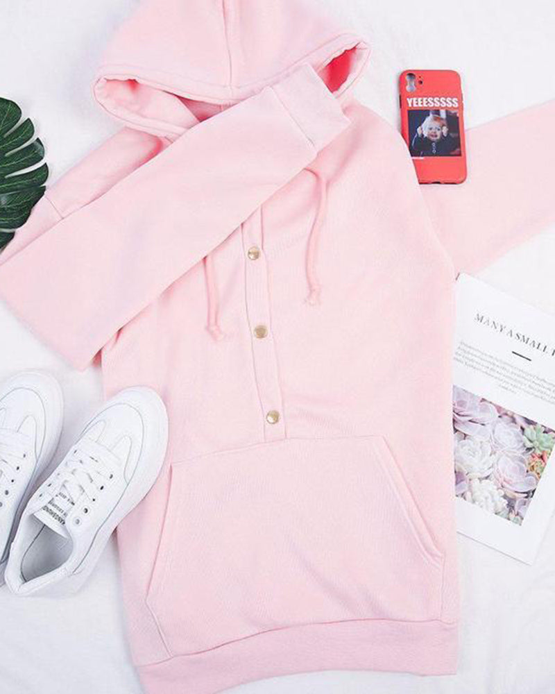 Bleuette | Hoodie Rose Confortable à Capuche avec Poches Kangourou pour Femmes