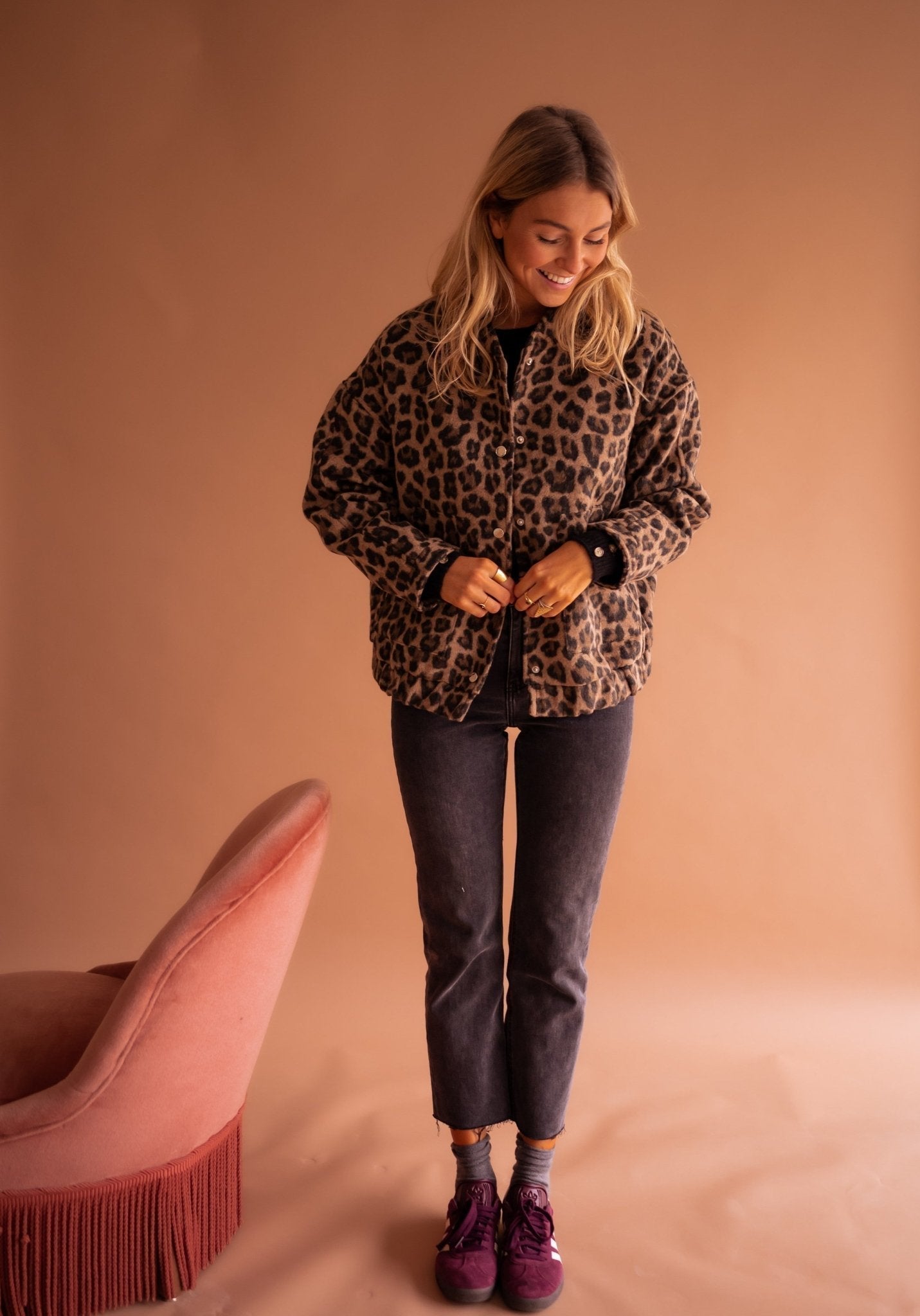 Bérangère-Lou | Veste Femme Stylée Imprimé Léopard Boutonnée
