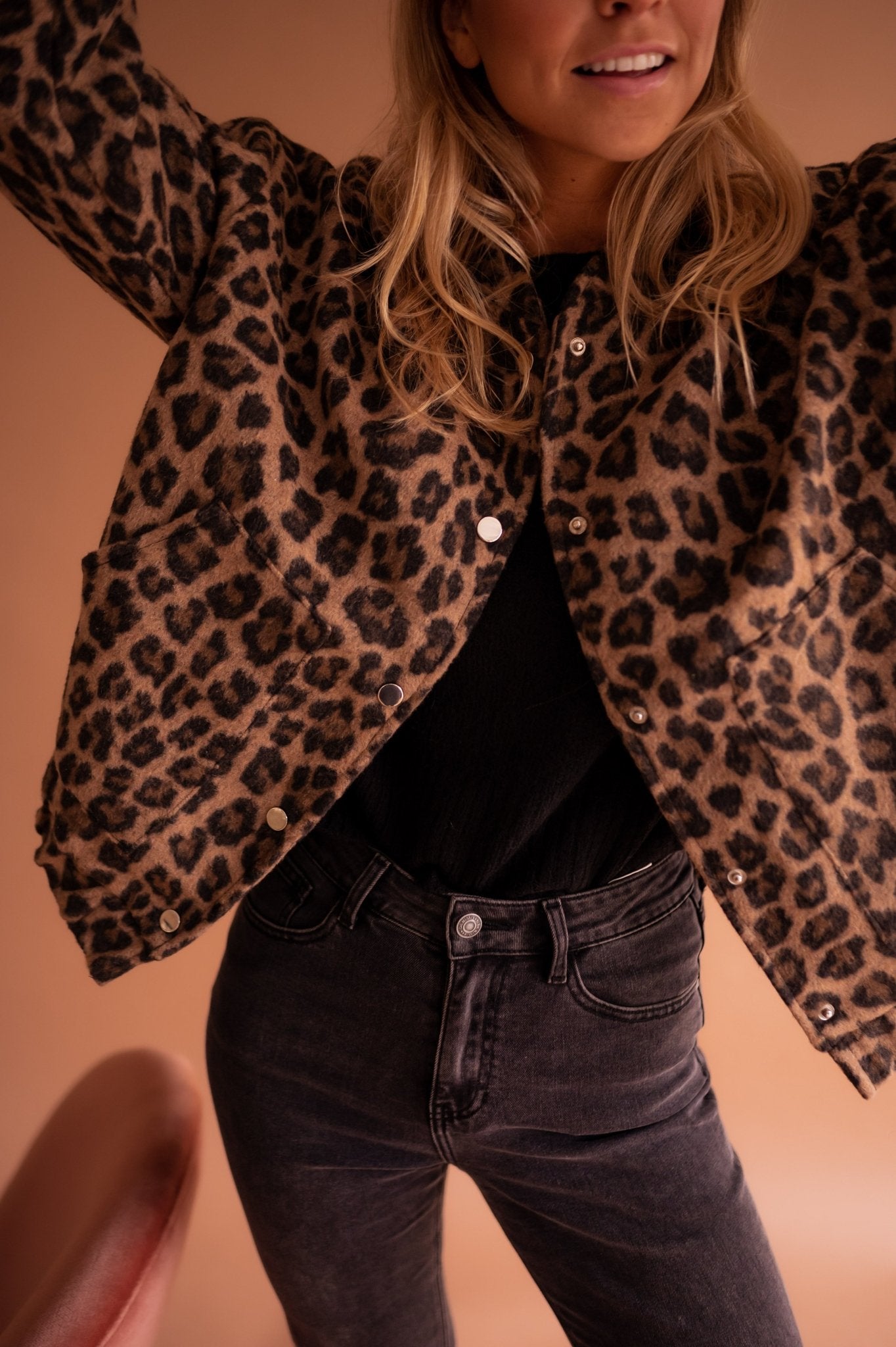 Bérangère-Lou | Veste Femme Stylée Imprimé Léopard Boutonnée
