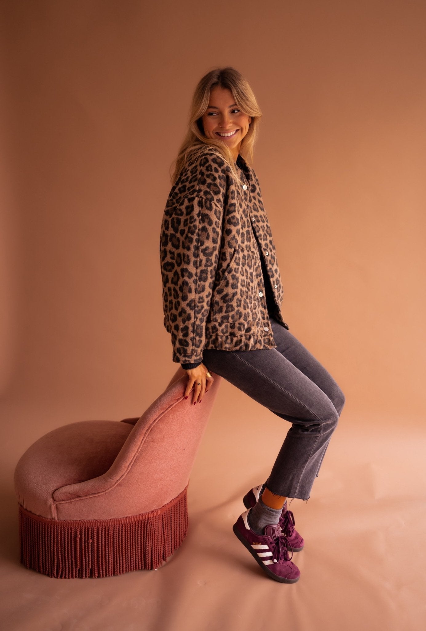 Bérangère-Lou | Veste Femme Stylée Imprimé Léopard Boutonnée
