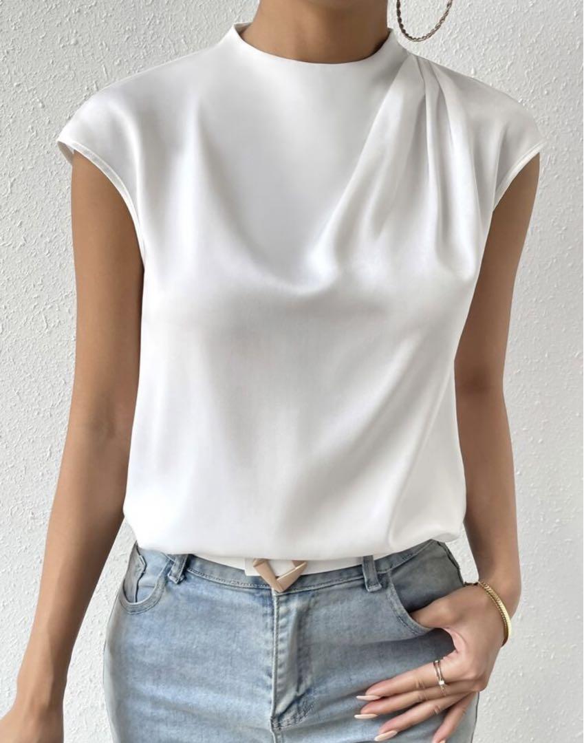 Laurianne | Blouse d’Été Femme Sans Manches à Col Rond et Pliage Élégant
