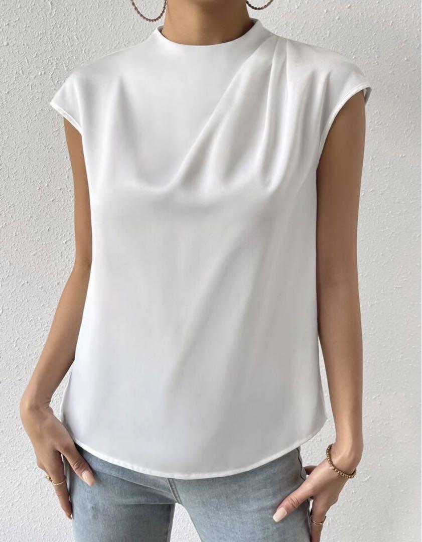 Laurianne | Blouse d’Été Femme Sans Manches à Col Rond et Pliage Élégant