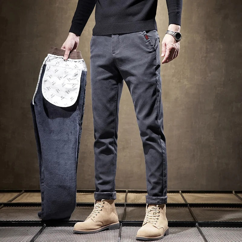 Westcott | Pantalon Homme Velours Côtelé Doublé Polaire Slim Fit Style Décontracté Chaud