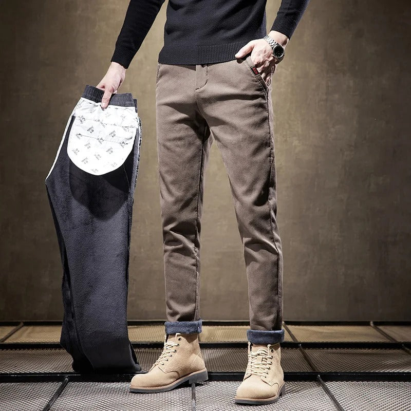 Westcott | Pantalon Homme Velours Côtelé Doublé Polaire Slim Fit Style Décontracté Chaud