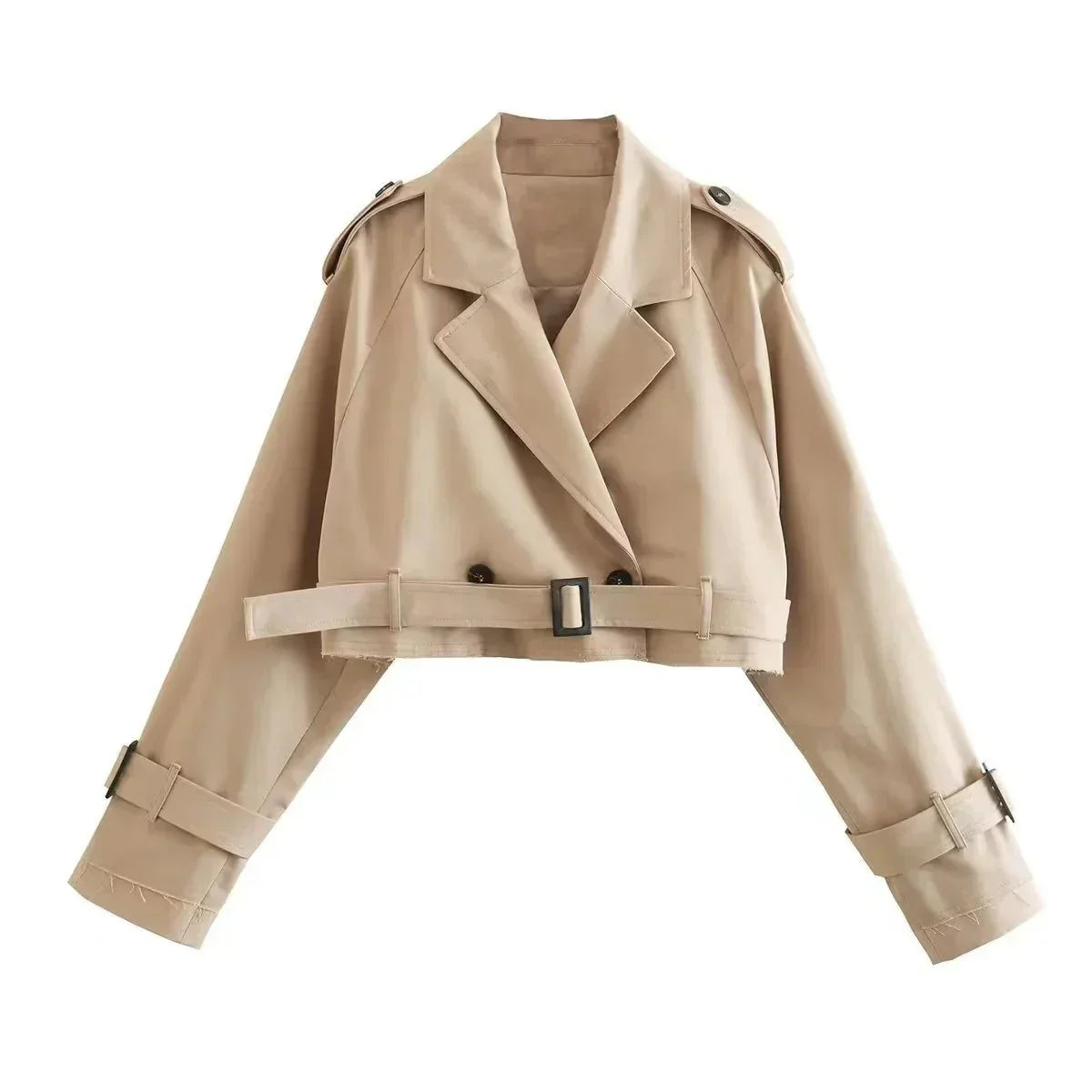 Éloisiane | Veste courte en coton style trench avec ceinture pour femme