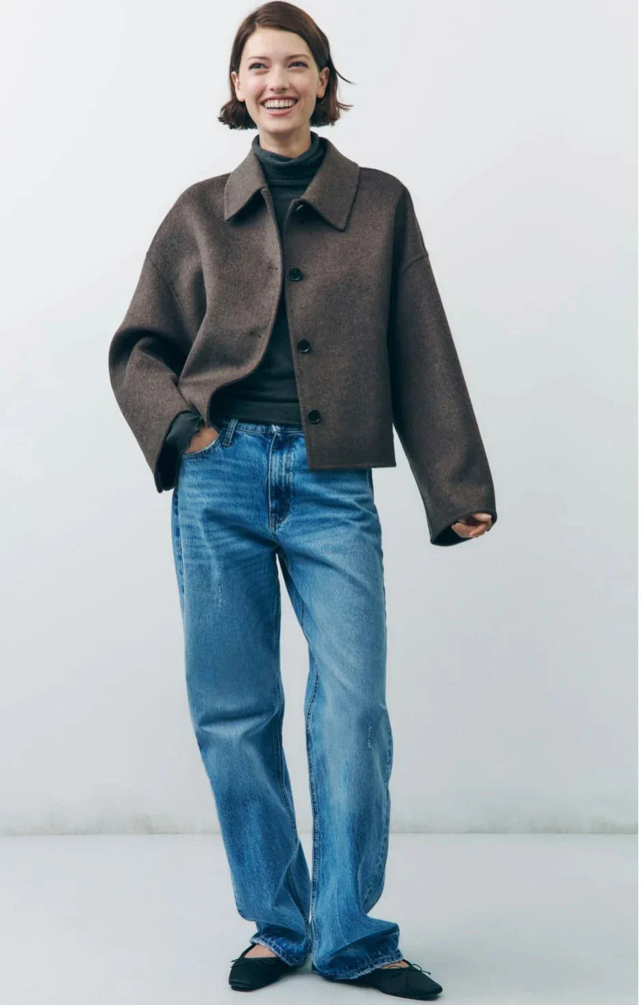 Lydie | Veste Oversize Femme Marron Élégante à Boutons et Col Revers