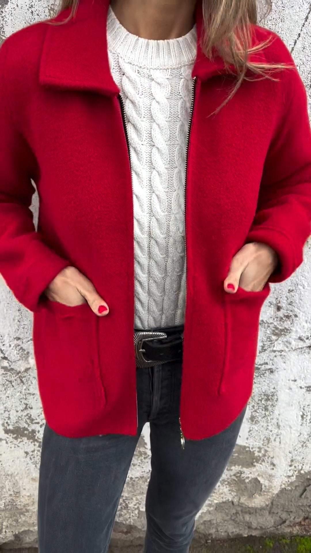 Basilea | Cardigan Épais Femme Col Revers avec Poches Latérales, Élégance et Confort