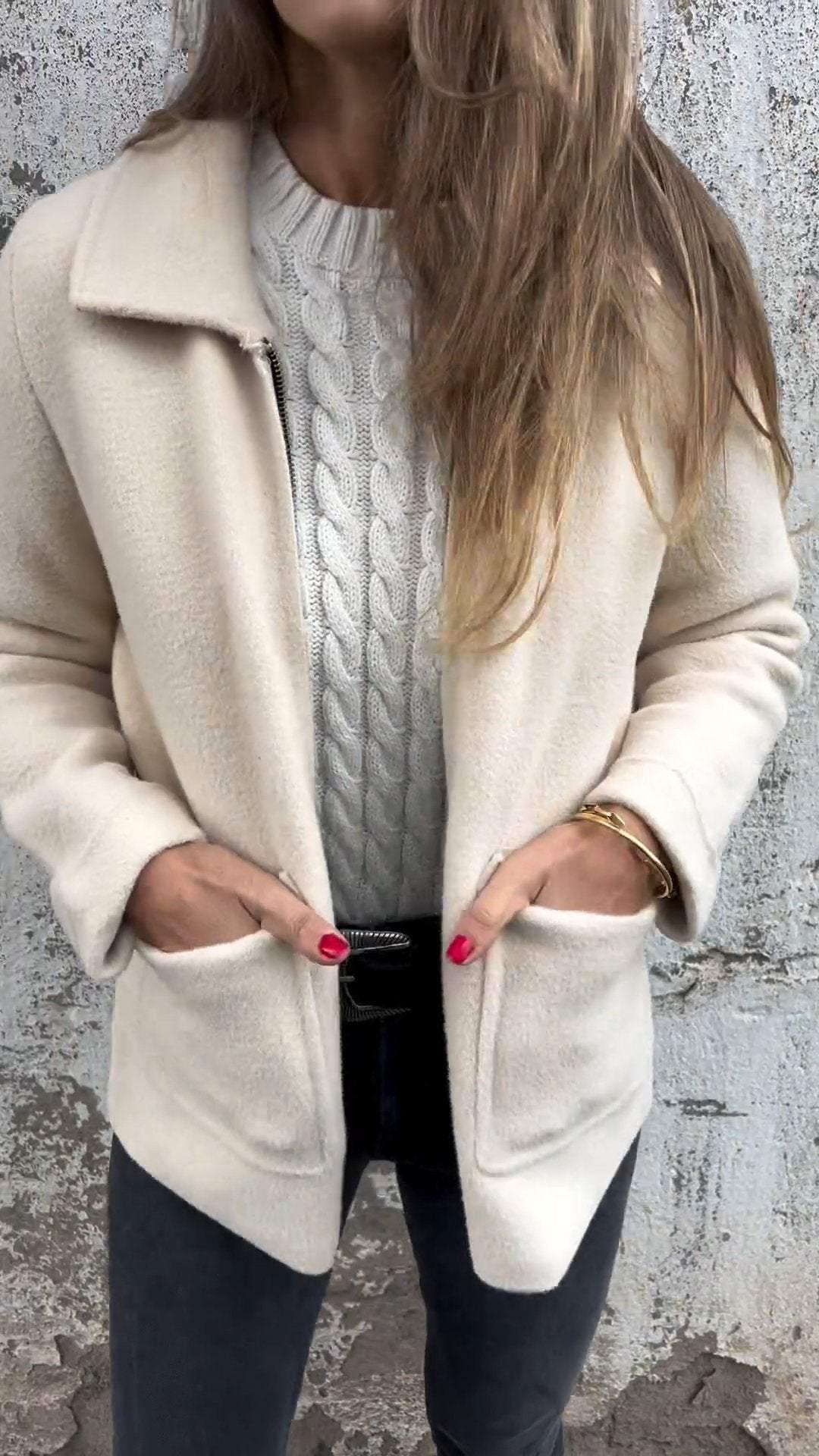 Basilea | Cardigan Épais Femme Col Revers avec Poches Latérales, Élégance et Confort