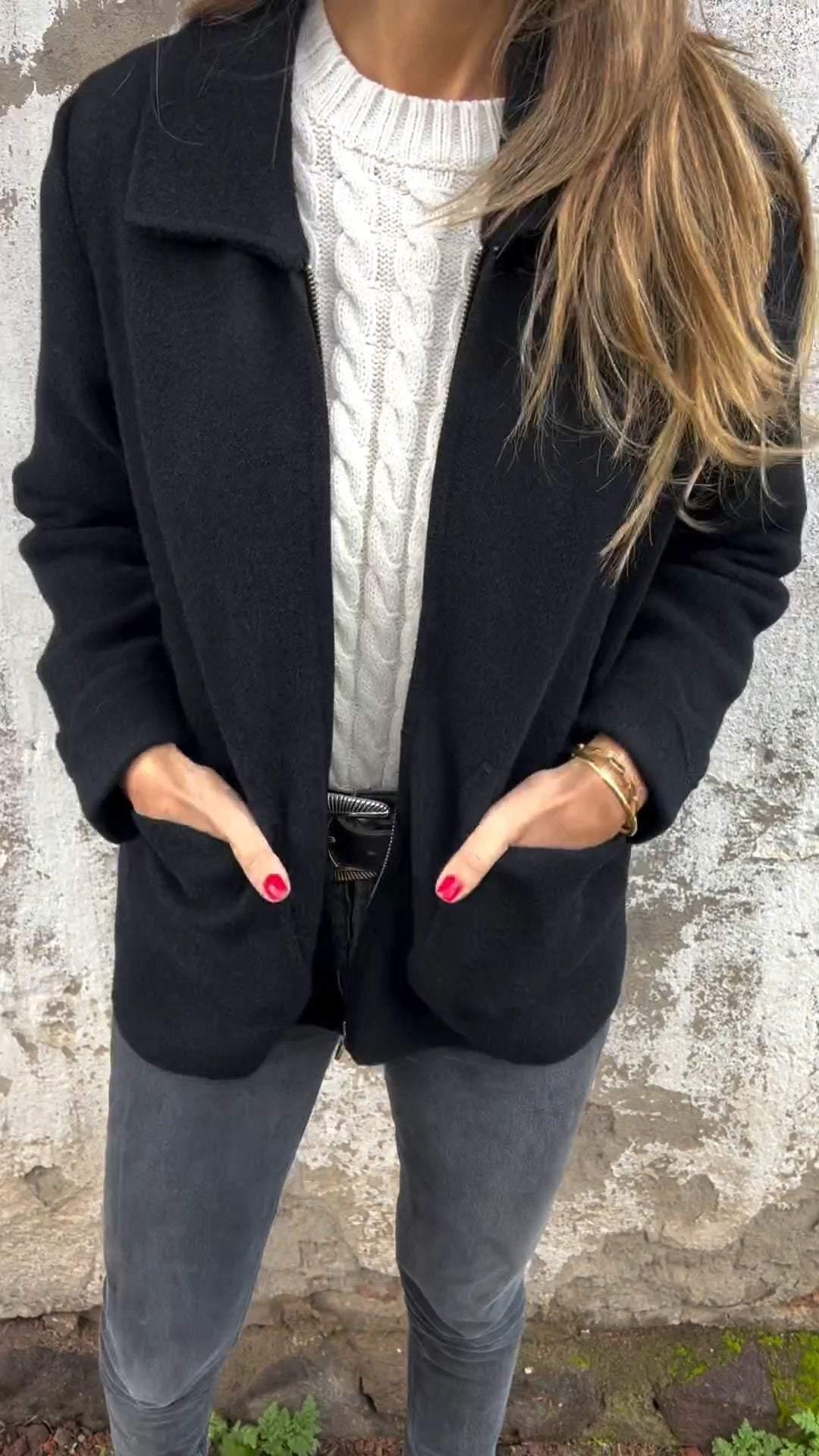Basilea | Cardigan Épais Femme Col Revers avec Poches Latérales, Élégance et Confort