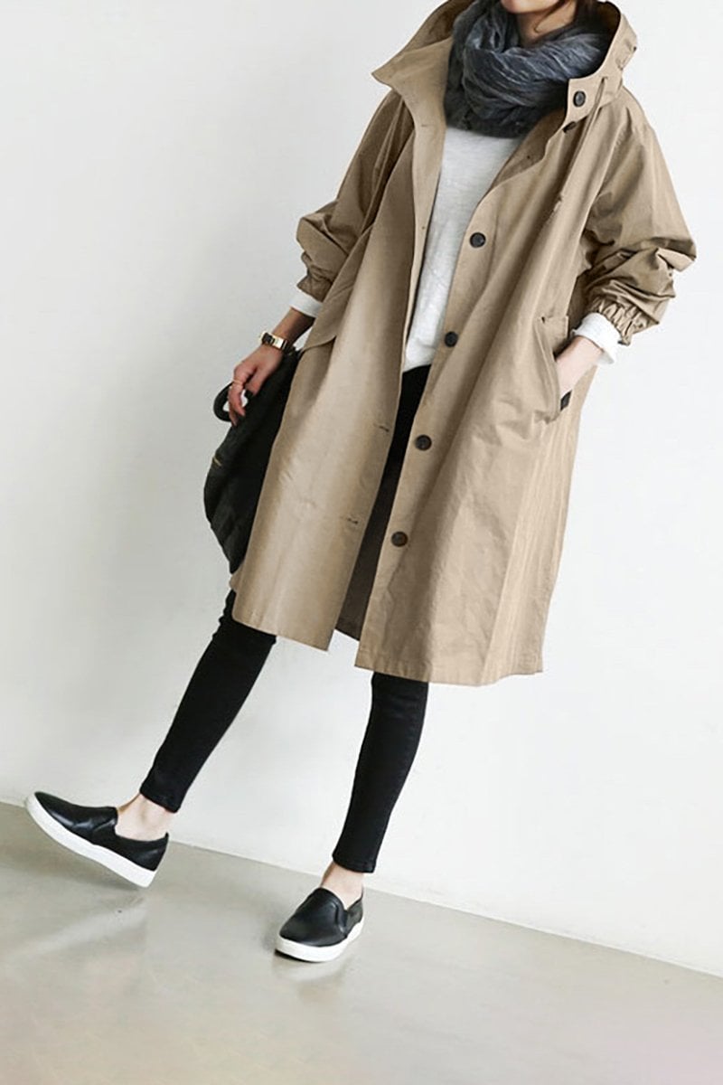 Rœllie | Trench Long en Coton Femme – Coupe Relax & Résistant au Vent