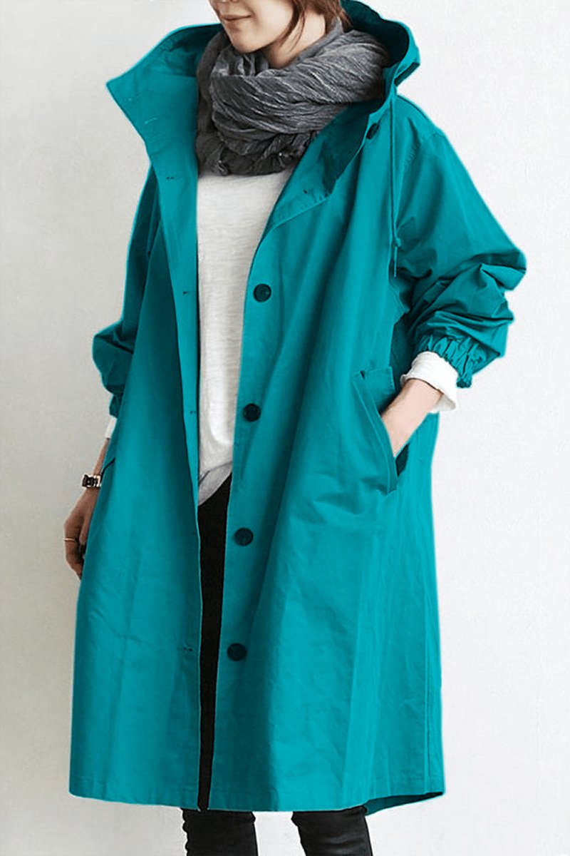 Rœllie | Trench Long en Coton Femme – Coupe Relax & Résistant au Vent