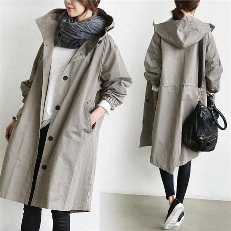 Rœllie | Trench Long en Coton Femme – Coupe Relax & Résistant au Vent