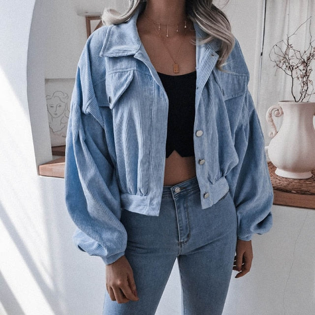 Wynter | Veste Courte en Velours Côtelé à Boutons
