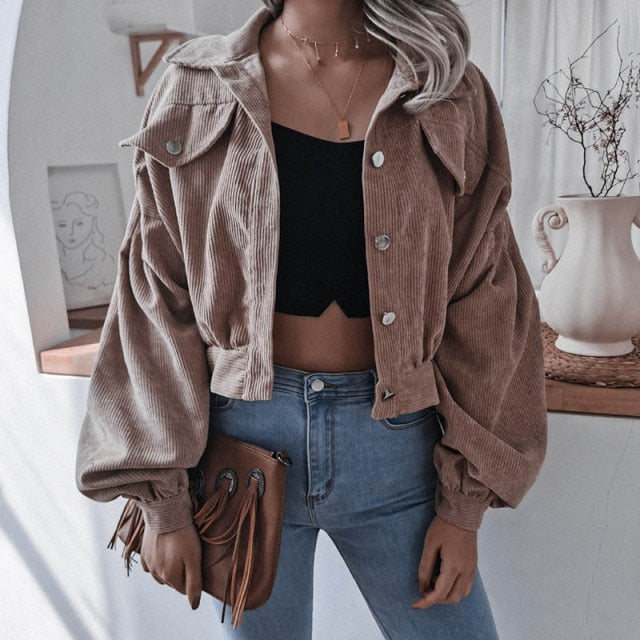 Wynter | Veste Courte en Velours Côtelé à Boutons
