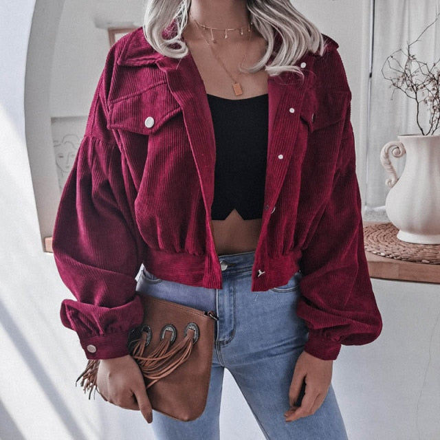 Wynter | Veste Courte en Velours Côtelé à Boutons