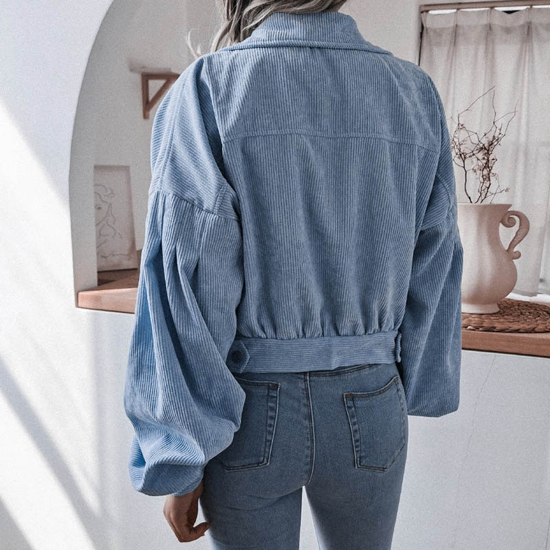 Wynter | Veste Courte en Velours Côtelé à Boutons