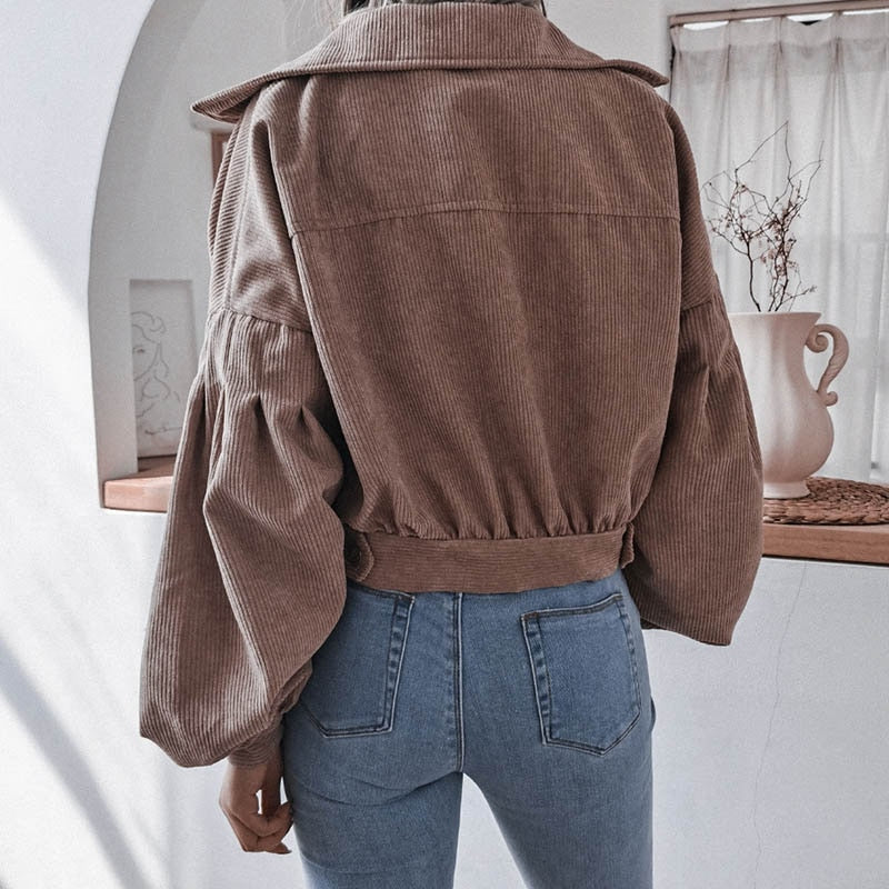 Wynter | Veste Courte en Velours Côtelé à Boutons