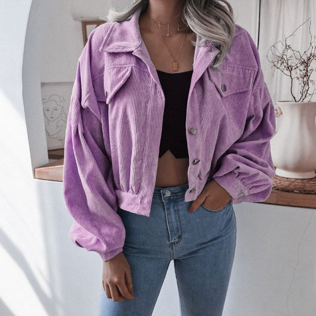 Wynter | Veste Courte en Velours Côtelé à Boutons