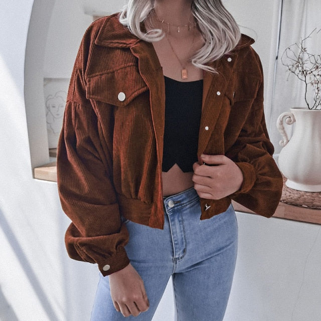 Wynter | Veste Courte en Velours Côtelé à Boutons