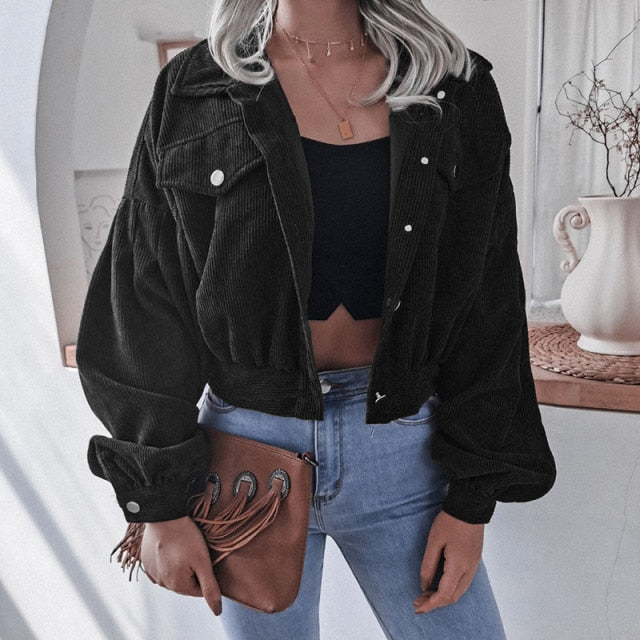 Wynter | Veste Courte en Velours Côtelé à Boutons
