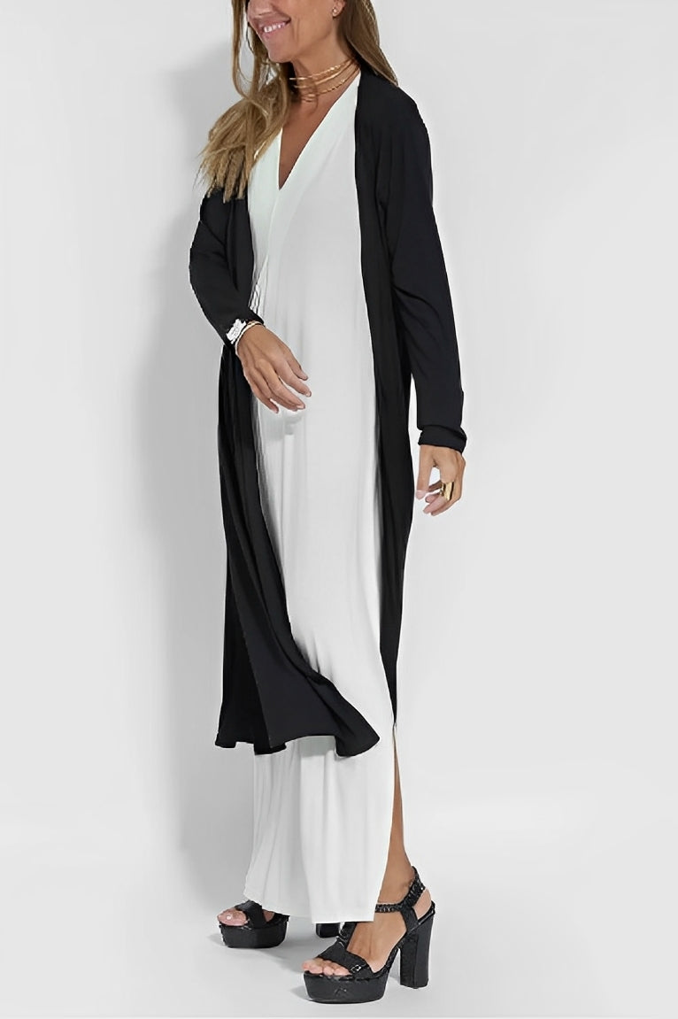 Philomène | Robe Longue Lin Femme Été – Sans Manches, Fendue & Col V Épuré