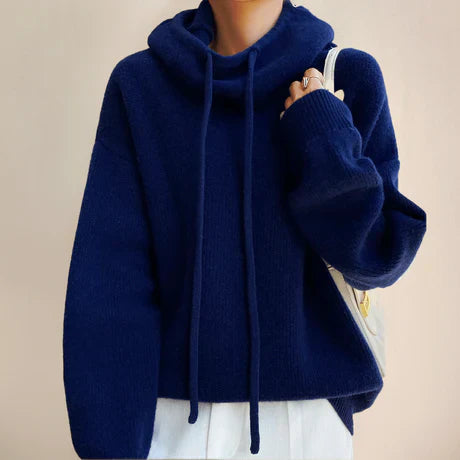 Isaline | Pull Femme Doux Col Roulé à Cordon, Coupe Relax, Mélange de Laine