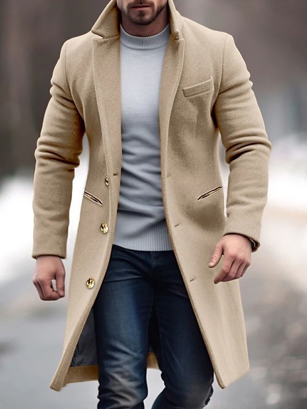 Logan | Manteau Homme Long Élégant Hiver avec Poches Pratiques et Boutons