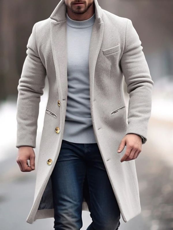 Logan | Manteau Homme Long Élégant Hiver avec Poches Pratiques et Boutons