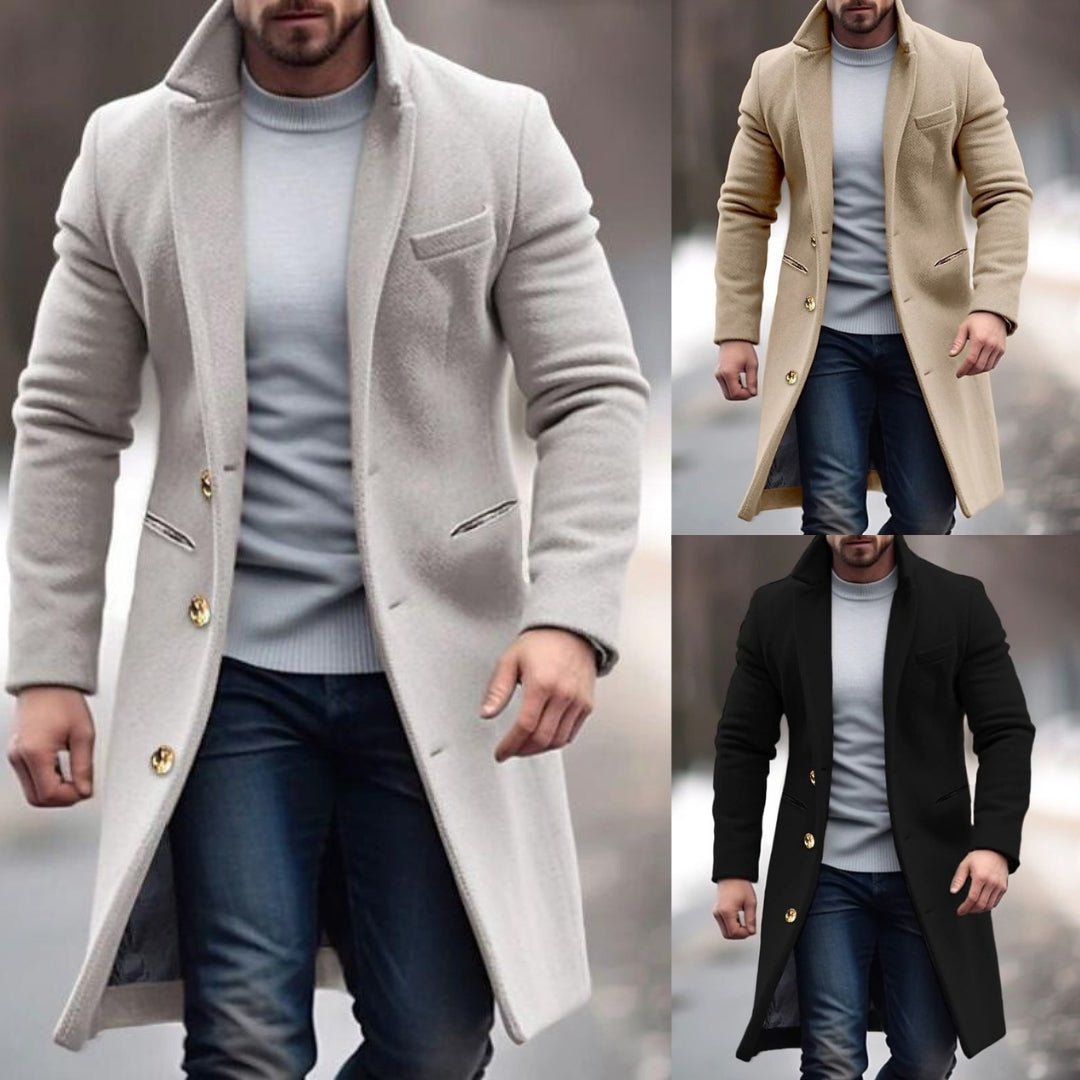 Logan | Manteau Homme Long Élégant Hiver avec Poches Pratiques et Boutons