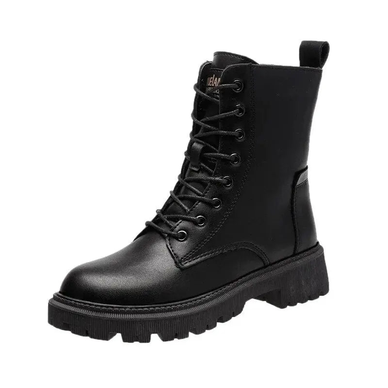 Vionara | Bottines Noires Femme à Lacets, Effet Cuir, Doublure Chaude & Semelle Antidérapante