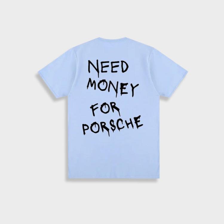 Ishmael | T-shirt Homme Oversize Coton Style Vintage avec Imprimé "Need Money for Porsche"