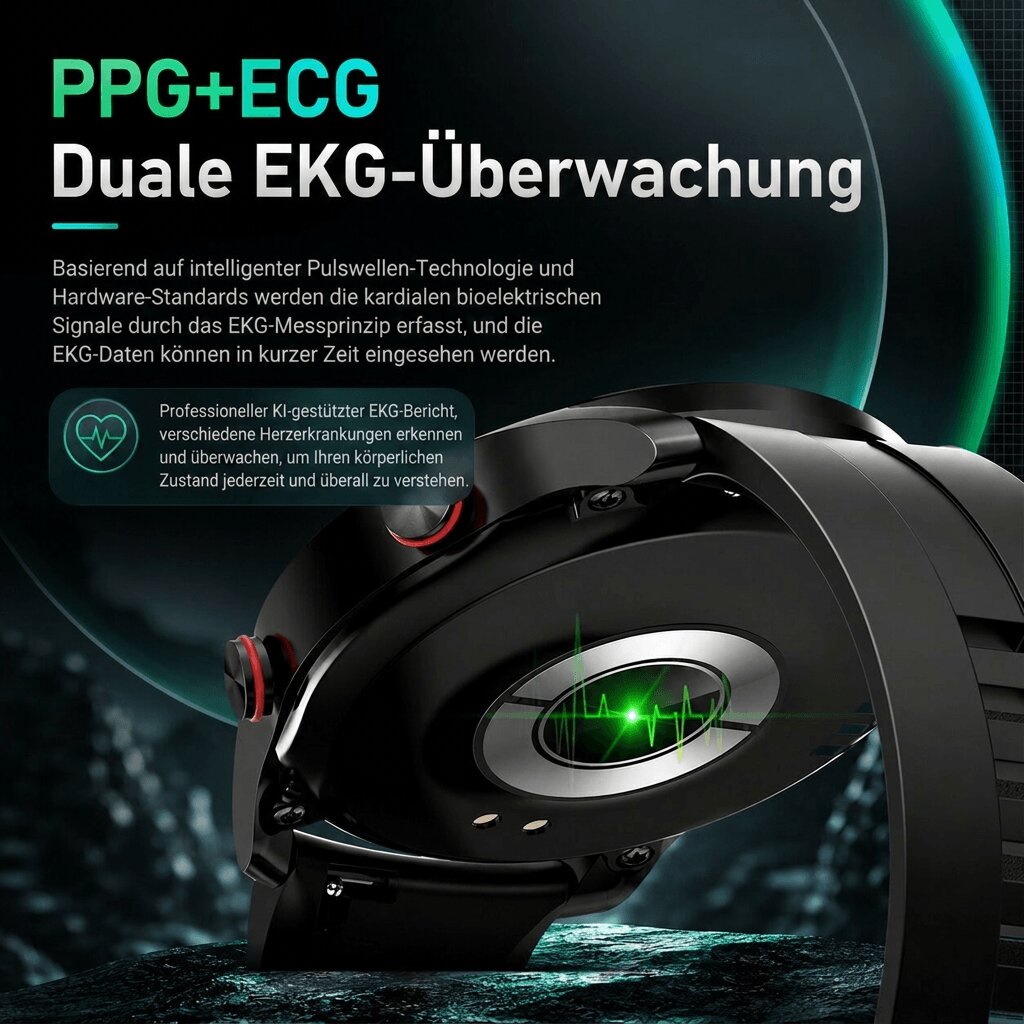 PulseVeyron™ | Herren-Smartwatch mit Gesundheitsfunktionen und Bluetooth-Telefonie