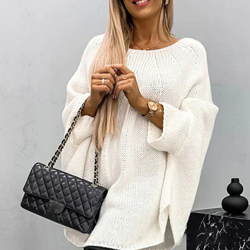 Adeline | Pull Chunky Knit Femme Oversize à Col Bateau, Maille Épaisse et Style Décontracté