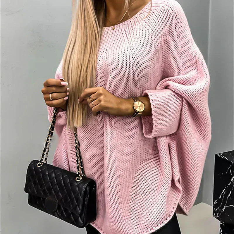 Adeline | Pull Chunky Knit Femme Oversize à Col Bateau, Maille Épaisse et Style Décontracté