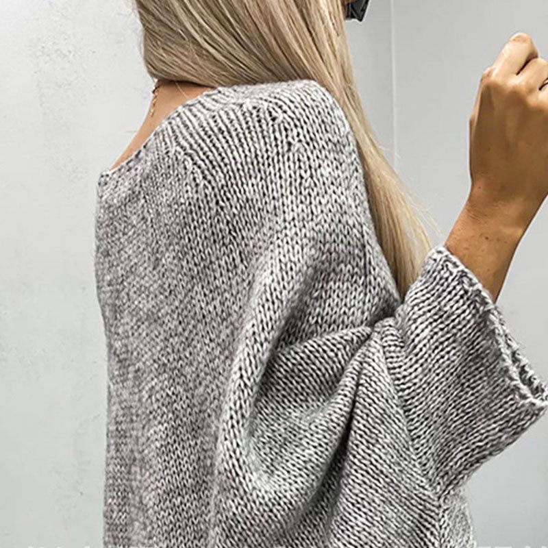 Adeline | Pull Chunky Knit Femme Oversize à Col Bateau, Maille Épaisse et Style Décontracté