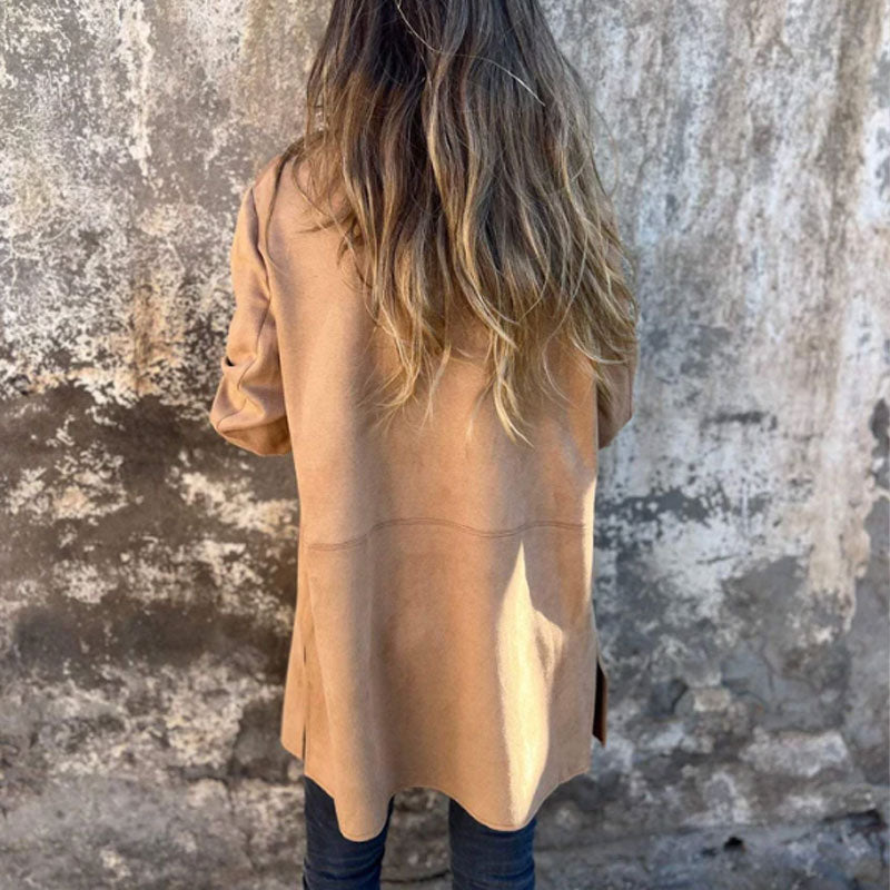 Azilène | Manteau Classique Mi-Long Femme à Col Revers, Coupe Simple et Élégante
