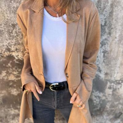 Azilène | Manteau Classique Mi-Long Femme à Col Revers, Coupe Simple et Élégante