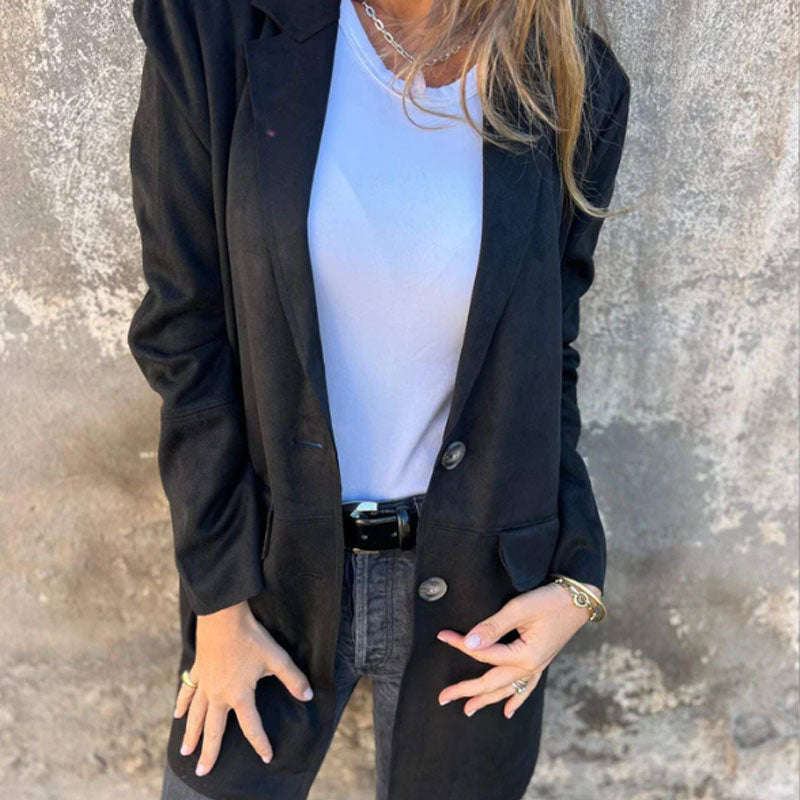 Azilène | Manteau Classique Mi-Long Femme à Col Revers, Coupe Simple et Élégante