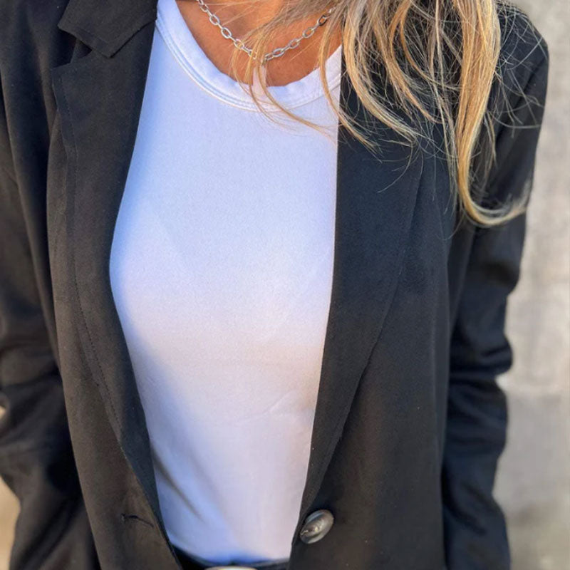 Azilène | Manteau Classique Mi-Long Femme à Col Revers, Coupe Simple et Élégante