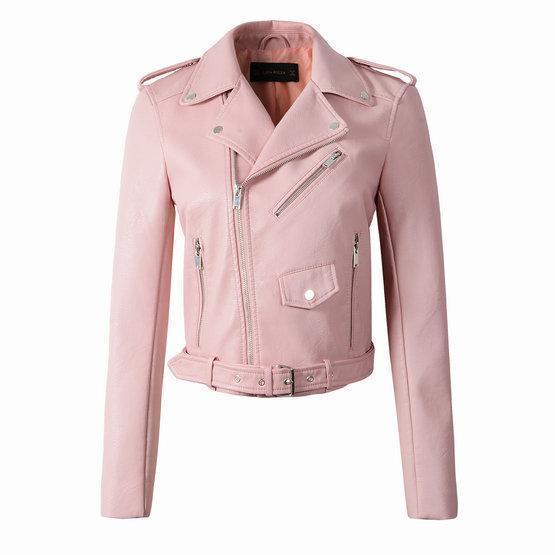 Alézia | Veste Biker Femme Unie avec Fermeture Asymétrique, Poches Zippées et Ceinture Taille