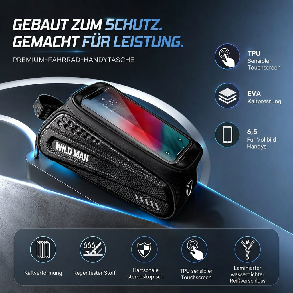 VeloraRide™ | Fahrradtasche mit Handyhalterung und Touchscreen-Fenster